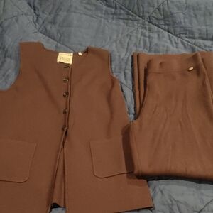 MaxMara Chocolate Brown Vest and Pants Set